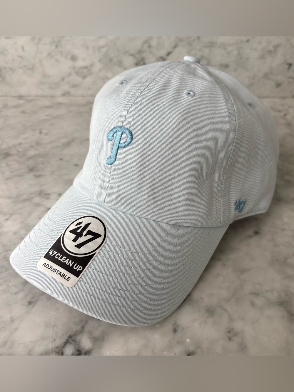 47 Brand Clean Up Adjustable Strap MLB Hat Philadelphia Phillies Light Blue